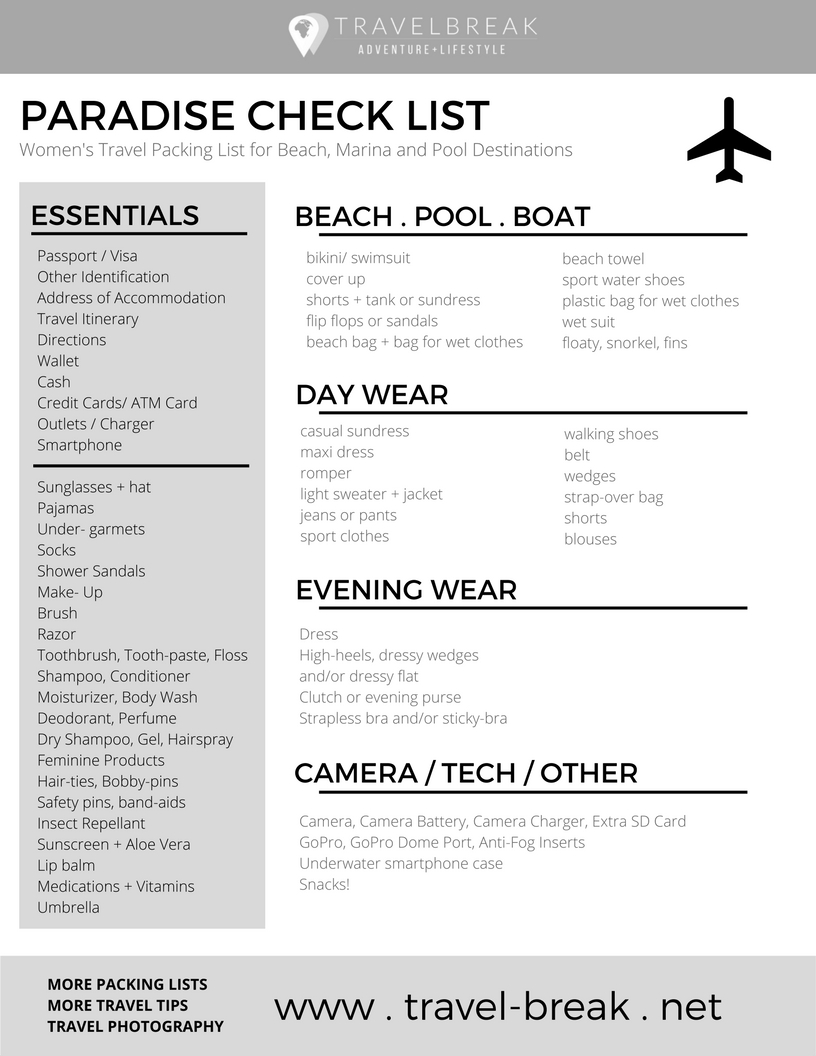 travel checklist woman
